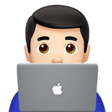 Person peeking from behind laptop